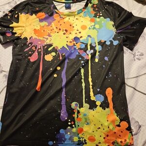 Colorful Splatter Print T-Shirt, Laidipas